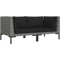 vidaXL Canapés de jardin 2 pcs. avec coussins Poly Rattan semi-circulaire