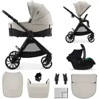 Kinderkraft Poussette 3-en-1 VESTO 2 avec nacelle, siège auto MINK PRO 2, siège sport réversible, système de voyage, beige