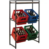 Relaxdays Étagère à caisses de boissons , 4 caisses, H x l x P : 117 x 74 x 32 cm, tablette, support à caisses de boissons de style industriel, marron/noir