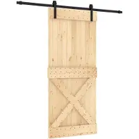 vidaXL Porte coulissante , finition naturelle et noire, 90 x 210 cm, pin massif