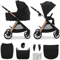Kinderkraft Poussette 2-en-1 VESTO 2 avec nacelle, siège sport réversible, pliage avec siège, roues 8/11 pouces, accessoires, noir