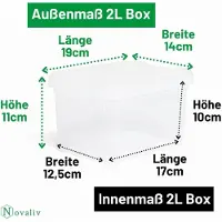 Novaliv 4x boîtes de rangement avec couvercle petites 2 L transparentes Nestbar boîtes en plastique empilables avec fermeture à clip plastique BPA-free 19 x 14 x 11 cm