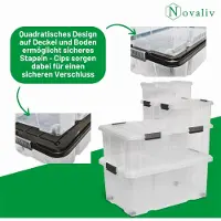 Novaliv Boîte de rangement avec couvercle Grande 55L transparente Nestbar Boîte plastique empilable avec fermeture à clip Eurobox avec couvercle sans BPA 61x40x32,5 cm