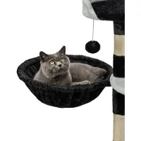 Lionto , lot de 2 niches pour arbres à chat, surface de repos avec cadre métallique robuste et revêtement en tissu, 40 cm de diamètre, 15 cm de profondeur, noir