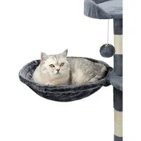 Lionto , lot de 2 niches pour arbres à chat, surface de repos avec cadre métallique robuste et revêtement en tissu, 40 cm de diamètre, 15 cm de profondeur, gris