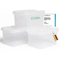 Novaliv 3x boîtes de rangement avec couvercle petites 2 L transparentes Nestbar boîtes en plastique empilables avec fermeture à clip plastique BPA-free 19 x 14 x 11 cm