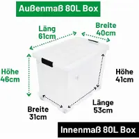 Novaliv XXL Boîte de rangement avec couvercle Grande 80L transparente Nestbar Boîte plastique empilable avec fermeture à clip Eurobox avec couvercle sans BPA 61x40x45 cm