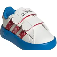 Adidas Grand Court Spider-Man, couleur blanc nuage et rouge rubis, avec des accents bleu vif (pour tout-petits) - Taille européenne 19
