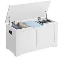 Vasagle Banc à chaussures avec rangement, style cottage, blanc, 80 cm (80 cm)