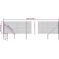 vidaXL Clôture grillagée avec douilles de sol Anthracite 1x25 m