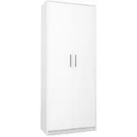 General PARLA - Armoire moderne 6 étagères - 180x74x35cm - Meuble de rangement - Armoire bureau - Blanc