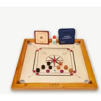Ubergames Compact Carrom - 68X68 cm - Eco bois dur Inde - Plus petit mais super pour jouer - Limited Edition