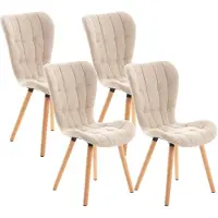CLP Lot de 4 chaises de salle à manger Elda, revêtement en tissu, rembourrées, avec dossier, charge maximale 150 kg, couleur crème