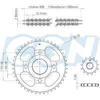 Afam Kit Chaîne Pour Scooter Mash 125 Sixty Five 2014 À 2015 Neuf
