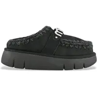 Mou pour femme. MU.FW531001A Sabots Bounce en cuir sabot logo métallique noir (38), 3 à 5 cm, Aucun, Casuel