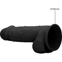 Realrock Gode Réaliste Avec Testicules 22 Cm Noir