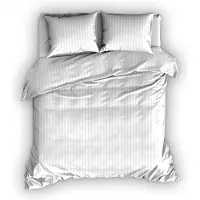 Satin d'or Parure de Lit Satin D'or Satin Rayures Blanc Satin-240 x 220 cm | Lits-Jumeaux