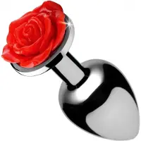 XR Brands Plug Anal Bijou Rose Taille M Rouge