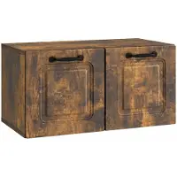 vidaXL Meuble TV mural Chêne fumé 59,5 x 31 x 30 cm Bois d'ingénierie