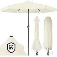Kingsleeve Parasol droit beige Ø 330cm avec manivelle UV 80+