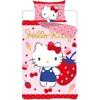 Javoli Housse de couette Fraise 140 x 200 cm - 70 x 90 cm - Coton