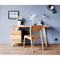 DELIFE Table-bureau Live-Edge 150x60 cm acacia nature 3 tiroirs