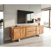 DELIFE Meuble-TV Live-Edge 200 cm Acacia naturel 4 portes 2 tiroirs