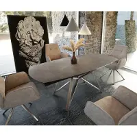 DELIFE Table-manger Carlow 130/200x95 cm céramique marron acier inoxydable extensible