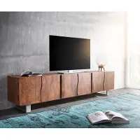 DELIFE Meuble-TV Live-Edge 220 cm Acacia Marron en bois massif 6 portes