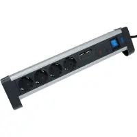 As Schwabe as-Schwabe 18361 as-Schwabe ALUX 4-fach Tischsteckdose 1,5 m schwarz mit USB-Buchse