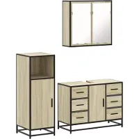 vidaXL Ensemble de meubles de salle de bain 3 pièces en bois composite chêne Sonoma