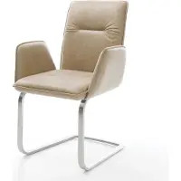 DELIFE Cantilever Vinja-Flex microvelours beige vintage pied cantilever plat acier inoxydable brossé