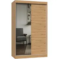 Top E Shop Cdf Armoire Coulissante Iga 120 Cm 1 Miroir Chêne Artisan