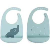 Done by Deer Bavoirs av. Poche - 2 Pack - Silicone - Elphee Bleu - - UneTaille - Bavoir