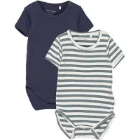Minymo Barboteuse / body beige / bleu-gris / bleu foncé