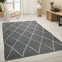 Paco Home Tapis de salon en jute, fibre naturelle, fait main, motif scandinave moderne en 3D, dimensions 200 x 290 cm