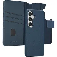 Accezz Étui de télephone portefeuille en cuir 2-en-1 avec MagSafe Samsung Galaxy S26 - Nightfall Blue