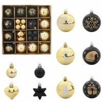 vidaXL Ensemble de Boules de Noël 40 pcs Noir et or Plastique