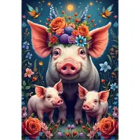 Alipson Puzzle Puzzle Famille Cochon en Promenade - 1000 pièces