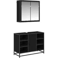 vidaXL Ensemble de meubles de salle de bain , 2 pièces, imitation chêne noir, 80 x 33 x 60 cm