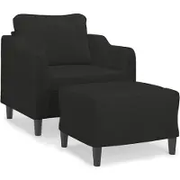 vidaXL Fauteuil avec pouf Noir 60 cm Tissu
