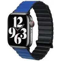 Beline pasek Apple Watch Magnetic Pro 42/44/45/49mm czarno/niebieski black/blue box (cuir écologique, Plastique, Silicone), Sangles de montre, Bleu, Multicolore, Noir