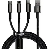 Baseus Câble Usb 3W1 Tungsten Gold, Usb Do Micro Usb / Usb-C / Lightning, 3.5A, 1.5M (Czarny)