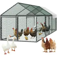 Vevor Poulailler , 1x3x1 m, cage à poules avec couverture imperméable & 3 portes, enclos avec toit pointu, compatible avec les poulaillers en bois, poulailler pour lapins, poules, oies & canards