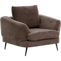 Beliani Fauteuil Kjaer Tissu Chenille Marron Foncé
