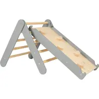 Meowbaby Structure d'escalade pour enfants - Triangle d'escalade intérieur avec toboggan/mur d'escalade, Jeux Montessori Pikler en bois, Gris