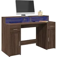 vidaXL Bureau LED blanc 120x55x91 cm bois composite