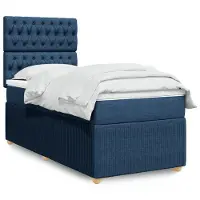 vidaXL Lit boxspring avec matelas bleu 120x190 cm Tissu