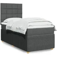 vidaXL Lit boxspring avec matelas gris foncé 200x200 cm Tissu