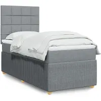 vidaXL Lit boxspring avec matelas gris clair 200x200 cm Tissu